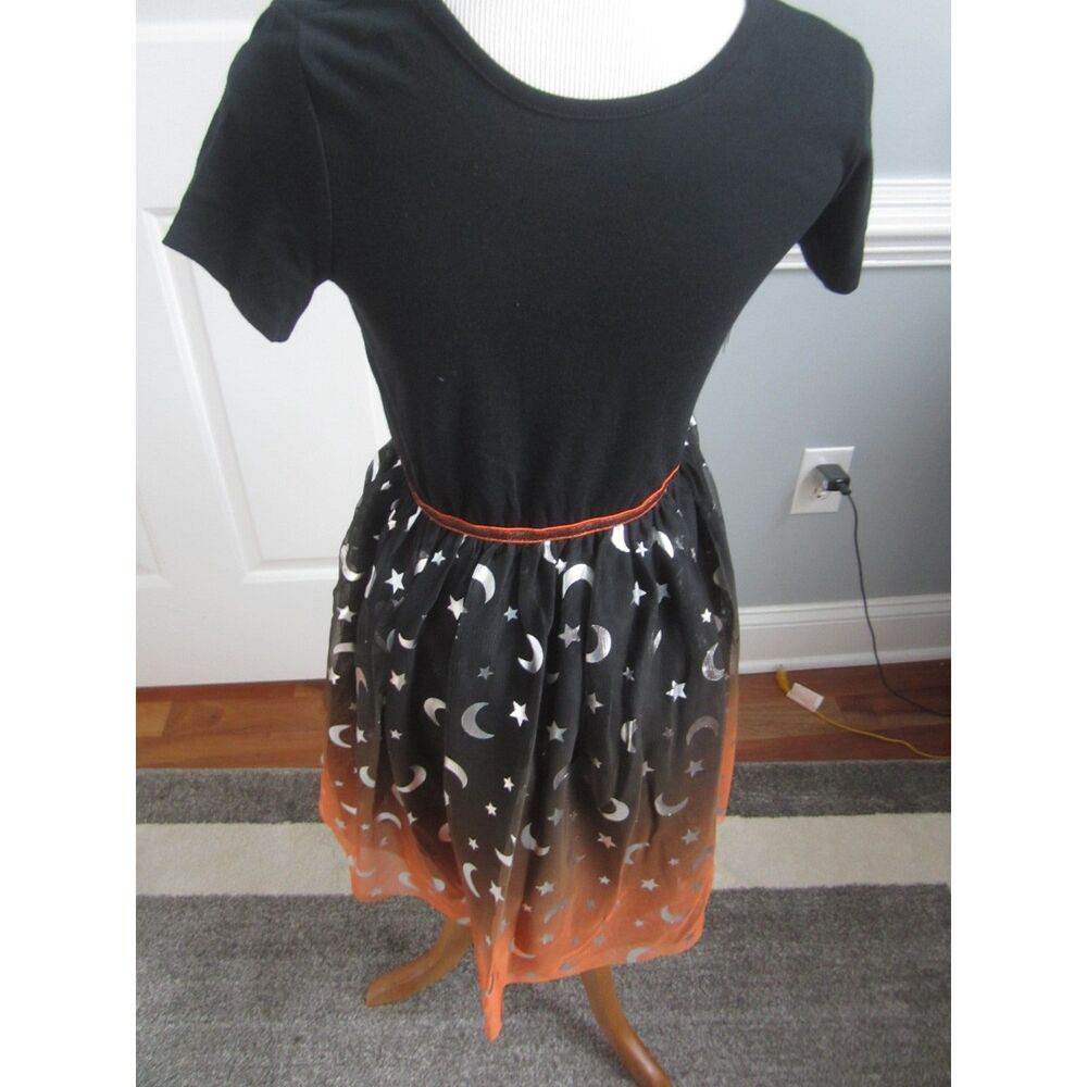 NWT CAT & JACK TEE SHIRT HALLOWEEN DRESS WITH TULLE MOON & STAR SKIRT GIRLS 14
